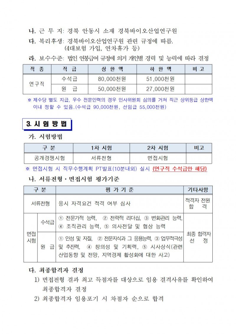 붙임 1. 2024년 제2차 직원채용 공고문.hwp 참조